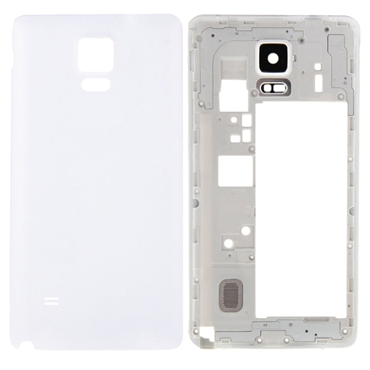 Cubierta de Carcasa Completa (marco Medio bisel placa Trasera Carcasa panel de Lente de Cámara + cubierta Trasera de Batería) para Samsung Galaxy Note 4 / N910F (Blanco)