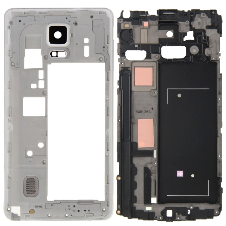 Couvercle complet du boîtier (plaque de cadre LCD du boîtier avant + panneau d'objectif de la caméra du boîtier de la plaque arrière du cadre central) pour Samsung Galaxy Note 4 / N910V (Blanc)