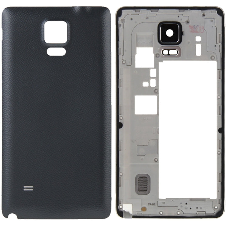 Couvercle complet du boîtier (panneau d'objectif de l'appareil photo du boîtier de la plaque arrière du cadre central + couvercle arrière de la batterie) pour Samsung Galaxy Note 4 / N910V (noir)