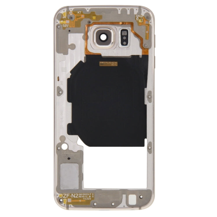 Panneau d'objectif de caméra de couverture arrière avec touches latérales et anneau de haut-parleur pour Samsung Galaxy S6 / G920F (Or)