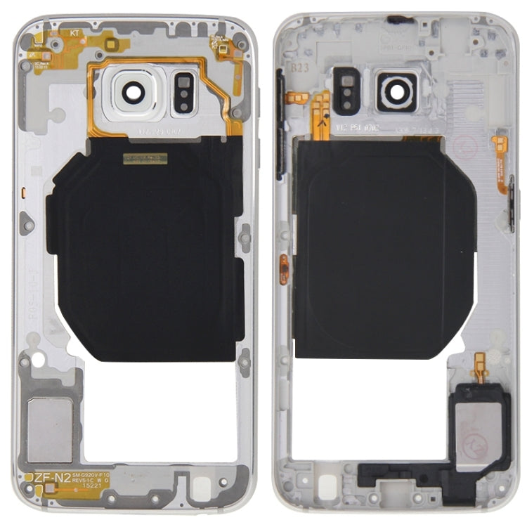 Panel de la Lente de la Cámara con Carcasa de placa Trasera con teclas laterales y Timbre de Altavoz para Samsung Galaxy S6 / G920F (Blanco)