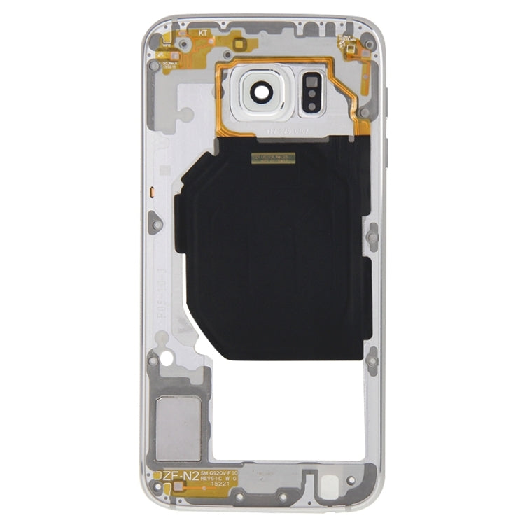 Panel de la Lente de la Cámara con Carcasa de placa Trasera con teclas laterales y Timbre de Altavoz para Samsung Galaxy S6 / G920F (Blanco)
