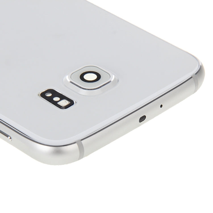 Couvercle de boîtier complet (boîtier de plaque arrière + panneau d'objectif de caméra + couvercle arrière de batterie) pour Samsung Galaxy S6 / G920F (blanc)