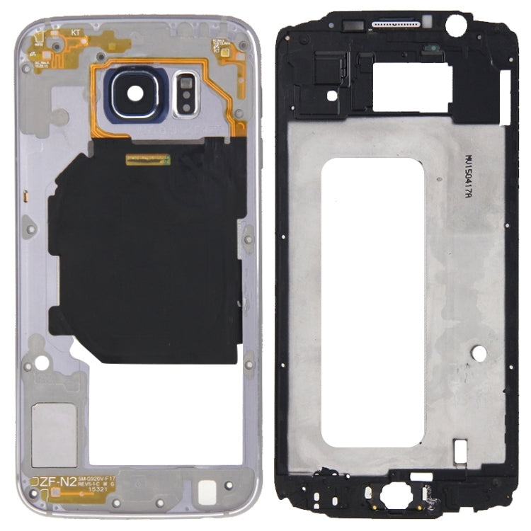 Couvercle complet du boîtier (plaque de cadre LCD du boîtier avant + panneau d'objectif de caméra du boîtier arrière) pour Samsung Galaxy S6 / G920F (gris)