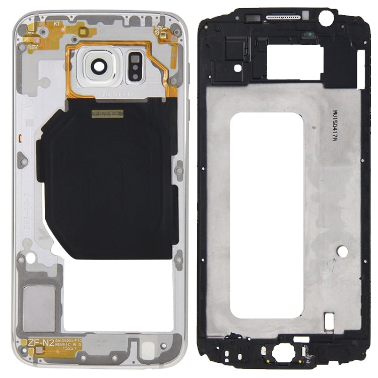 Couvercle complet du boîtier (plaque de cadre LCD du boîtier avant + panneau d'objectif de caméra du boîtier arrière) pour Samsung Galaxy S6 / G920F (blanc)