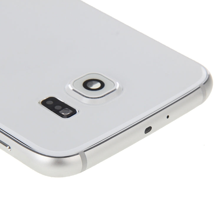 Couvercle complet du boîtier (plaque de cadre LCD du boîtier avant + panneau d'objectif de caméra du boîtier arrière + couvercle de batterie arrière) pour Samsung Galaxy S6 / G920F (blanc)