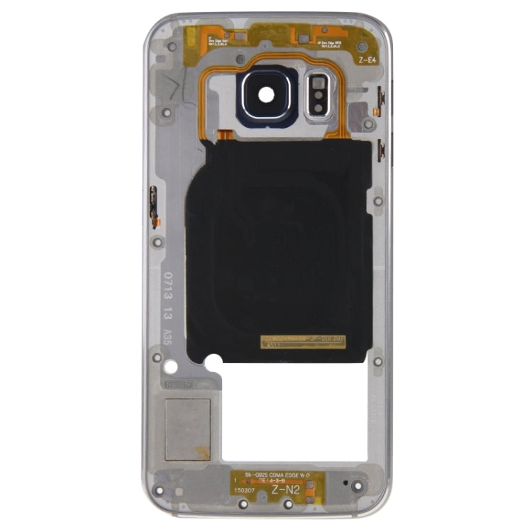 Panneau d'objectif de caméra de boîtier de plaque arrière avec touches latérales et sonnerie de haut-parleur pour Samsung Galaxy S6 Edge / G925 (gris)