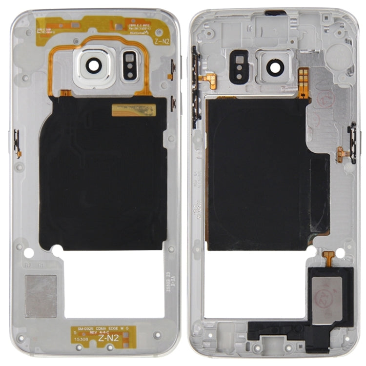 Panel de la Lente de la Cámara con Carcasa de placa Trasera teclas laterales y Timbre de Altavoz para Samsung Galaxy S6 Edge / G925 (Plata)