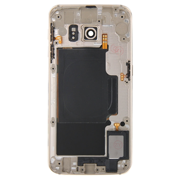 Couvercle de boîtier complet (boîtier de plaque arrière + panneau d'objectif de caméra + boîtier arrière de batterie) pour Samsung Galaxy S6 Edge / G925 (or)