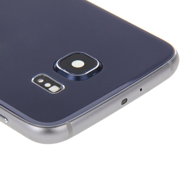 Couvercle de boîtier complet (boîtier de plaque arrière + panneau d'objectif de caméra + boîtier arrière de batterie) pour Samsung Galaxy S6 Edge / G925 (bleu)