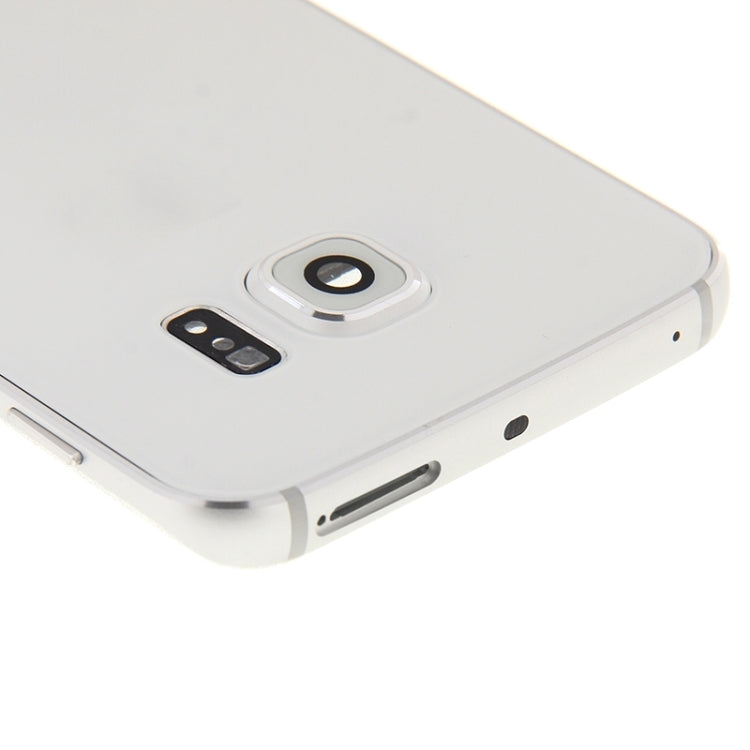 Couvercle complet du boîtier (plaque de cadre LCD du boîtier avant + panneau d'objectif de l'appareil photo du boîtier arrière + couvercle de la batterie arrière) pour Samsung Galaxy S6 Edge / G925 (blanc)