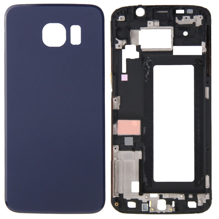 Full Housing Cover (Front Housing LCD Frame Plate + Back Battery Cover) for Samsung Galaxy S6 Edge / G925 (Blue)