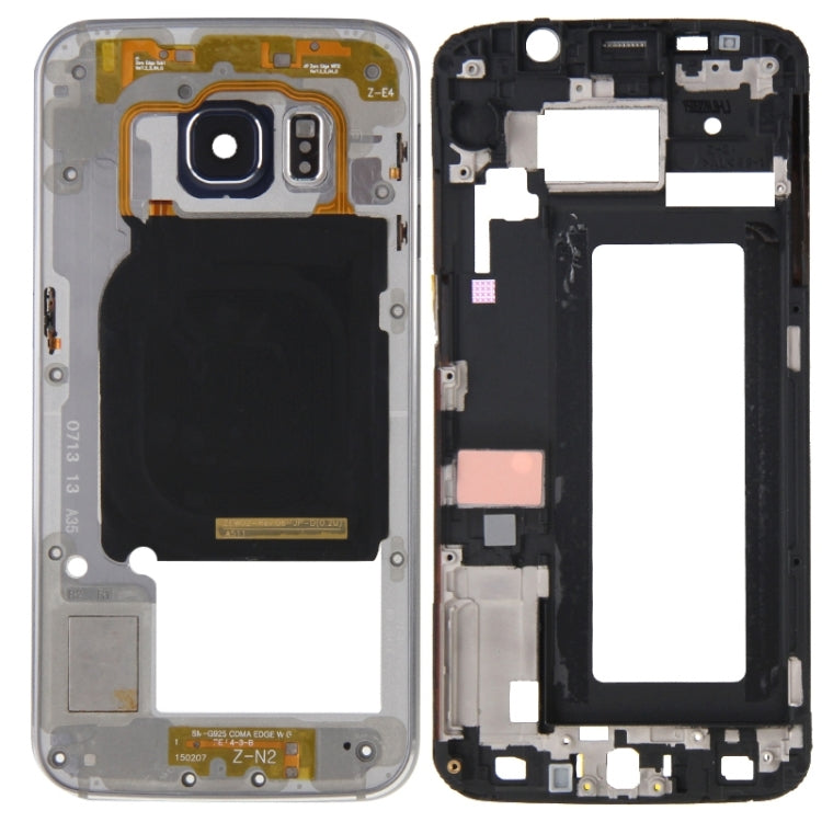 Couvercle complet du boîtier (plaque de cadre LCD du boîtier avant + panneau d'objectif de caméra du boîtier arrière) pour Samsung Galaxy S6 Edge / G925 (gris)