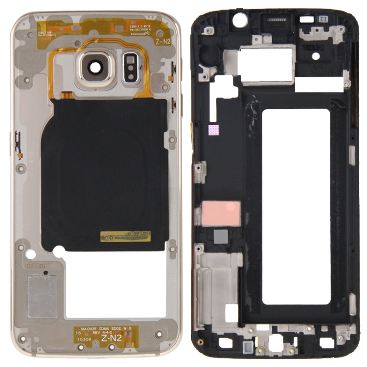 Cubierta de Carcasa Completa (Carcasa Frontal placa de Marco LCD + Carcasa de placa Trasera panel de Lente de Cámara) para Samsung Galaxy S6 Edge / G925 (Dorado)