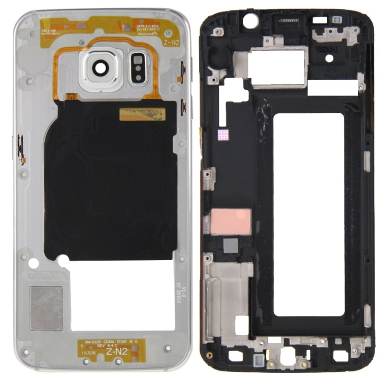 Full Housing Cover (Front Housing LCD Frame Plate + Back Housing Housing Camera Lens Panel) for Samsung Galaxy S6 Edge / G925 (Silver)