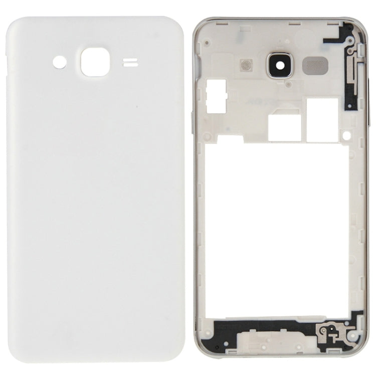Couvercle complet du boîtier (cadre central + couvercle de batterie arrière) pour Samsung Galaxy J7 (blanc)