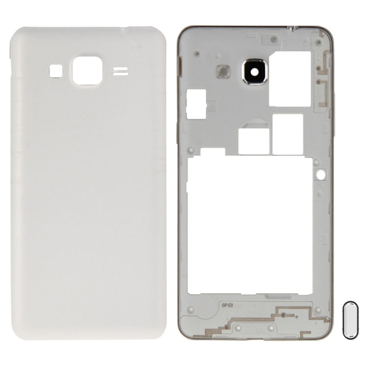Full Housing Cover (Middle Frame + Back Battery Cover) + Home Button for Samsung Galaxy Grand Prime / G530 (Dual SIM Card Version) (White)