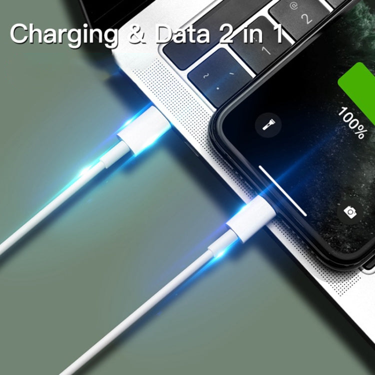 1M USB-C / Type-C 3.1 Cable de Datos Macho Macho a 8 pin para iPhone / iPad (Blanco)