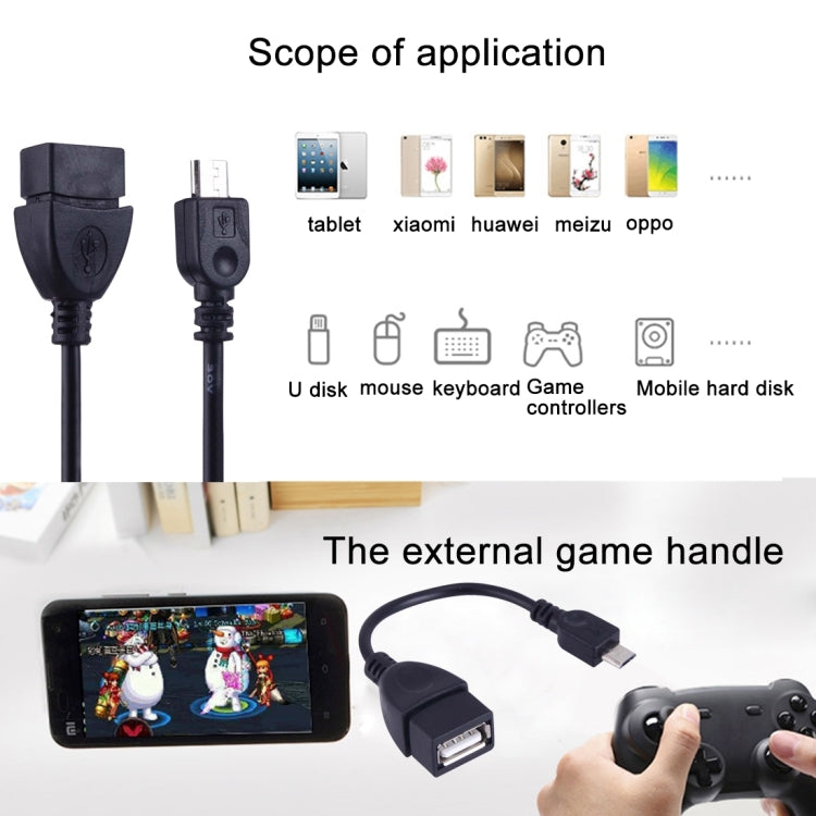 Cable Adaptador convertidor OTG Micro USB Macho a USB 2.0 Hembra Para Samsung Sony Meizu Xiaomi y otros Teléfonos Inteligentes (Negro)