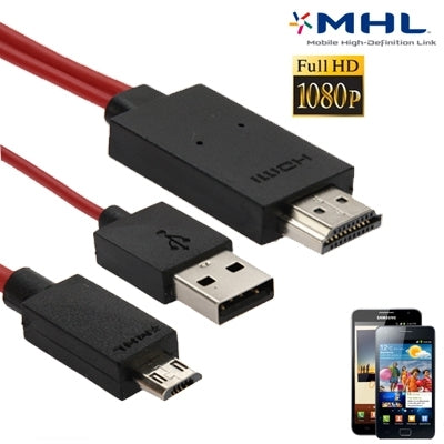 2m Full HD 1080P Micro USB MHL + USB to HDMI Connector Adapter Adapter HDTV Converter Cable For Galaxy S II / i9100 / i9101