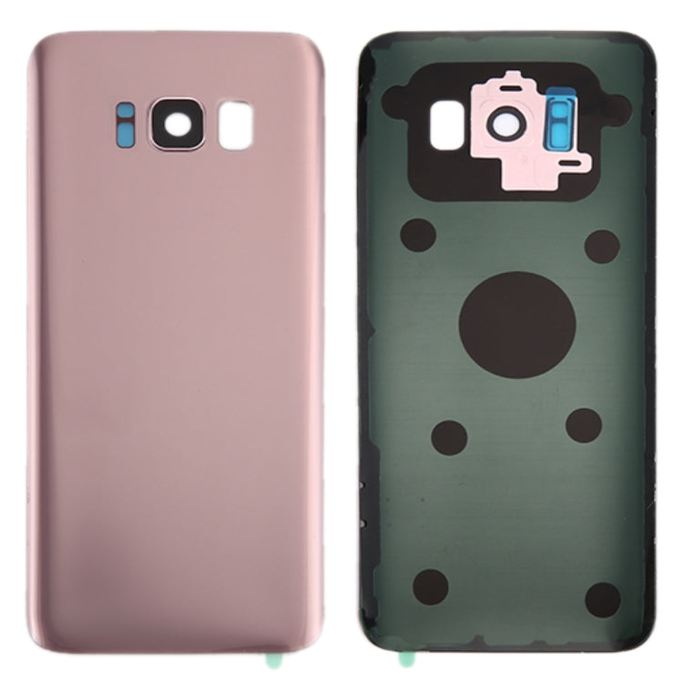 Coque arrière de batterie avec cache d'objectif d'appareil photo et adhésif pour Samsung Galaxy S8 + / G955 (or rose)