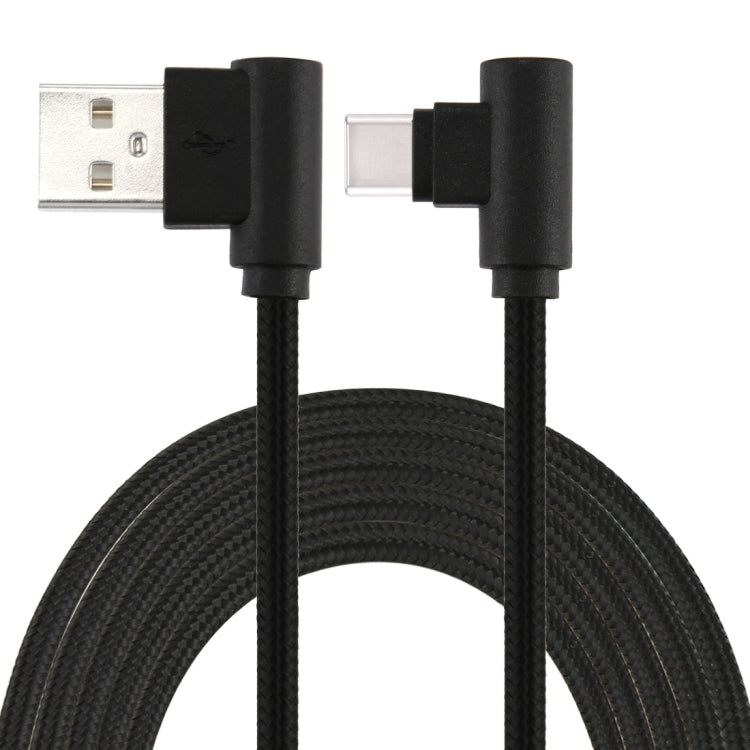 1M USB vers USB-C / Type-C Nylon Weave Style Coude Câble de Charge Pour Galaxy S8 et S8+ / LG G6 / Huawei P10 et P10 Plus / Xiaomi Mi6 et Max 2 et Autres Smartphones (Noir)