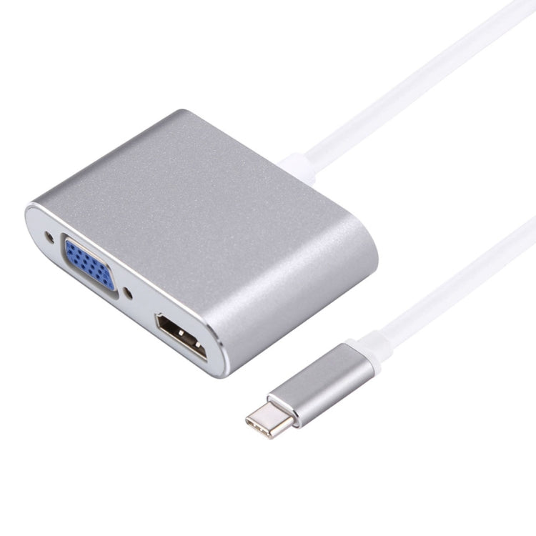 2-in-1 VGA and HDMI Female to USB-C / Type-C Male Hub Splitter Adapter (Grey)