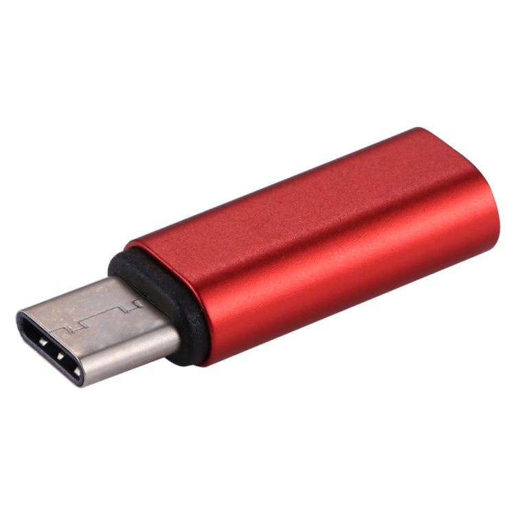Adaptador de carcasa metálica Macho de 8 Pines Hembra a USB-C / Tipo C Para Galaxy S8 y S8 + / LG G6 / Huawei P10 y P10 Plus / Oneplus 5 / Xiaomi Mi6 y Max 2 y otros Teléfonos Inteligentes (Rojo)