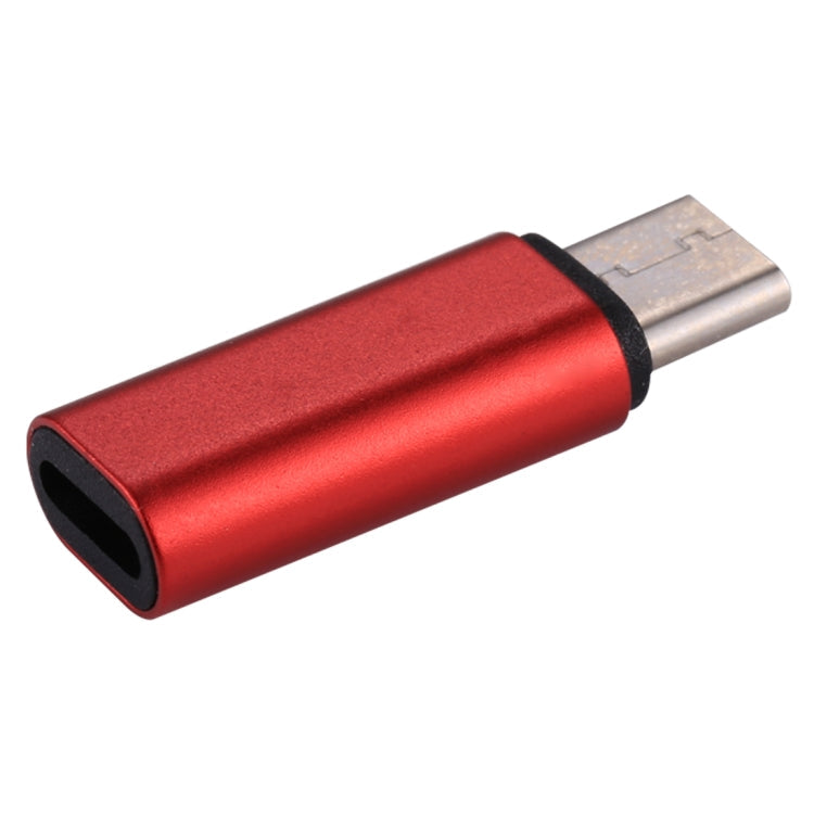 Adaptador de carcasa metálica Macho de 8 Pines Hembra a USB-C / Tipo C Para Galaxy S8 y S8 + / LG G6 / Huawei P10 y P10 Plus / Oneplus 5 / Xiaomi Mi6 y Max 2 y otros Teléfonos Inteligentes (Rojo)