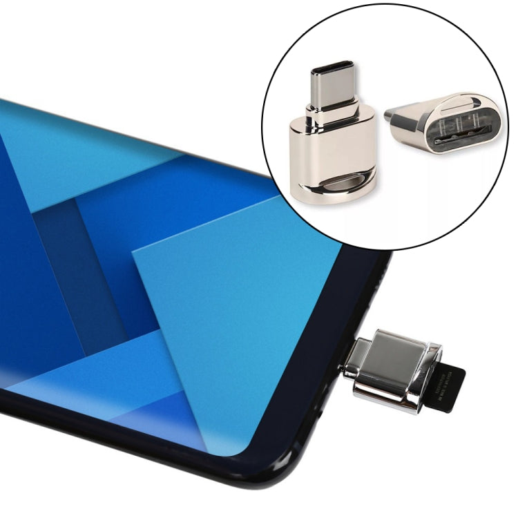 Carte TF vers adaptateur OTG en alliage d'aluminium mâle USB-C / Type-C avec porte-clés (doré)