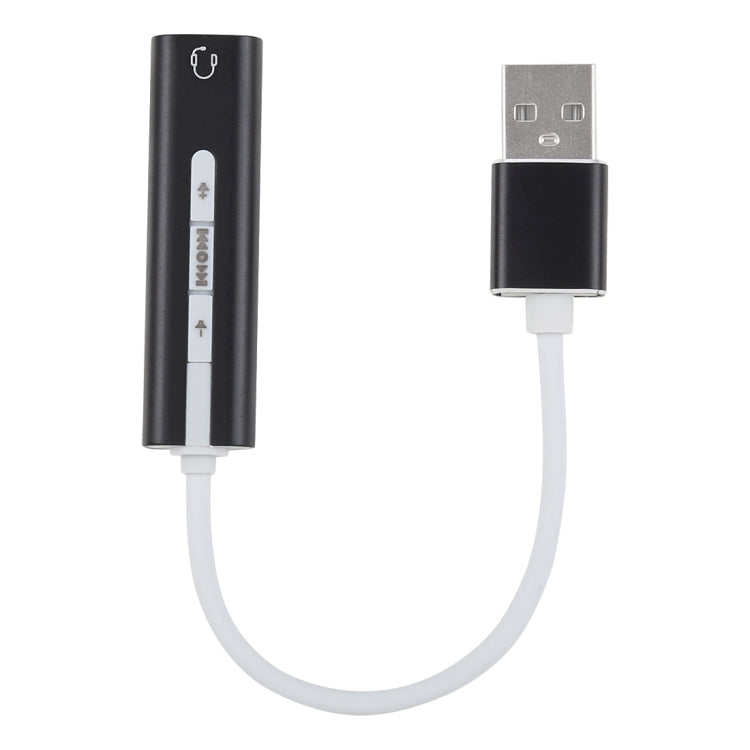 Aluminum Shell 3.5mm Jack External USB Sound Card HIFI Magic Voice 7.1 Channel Adapter Free Drive For Computer Desktop Speakers Headphones (Black)