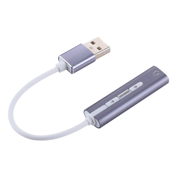 Aluminum Shell 3.5mm Jack External USB Sound Card HIFI Magic Voice 7.1 Channel Adapter Free Drive For Computer Desktop Speakers Headphones (Grey)