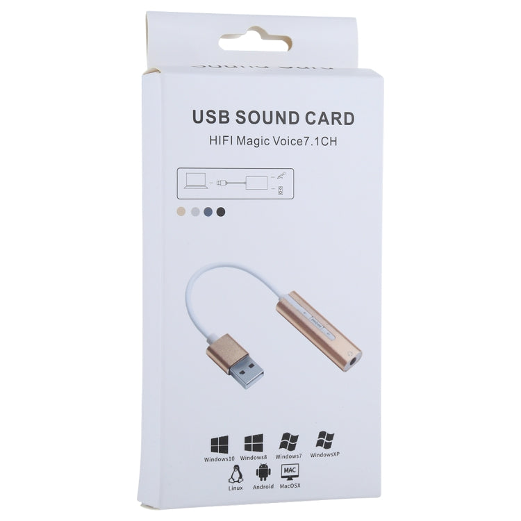 Aluminum Shell 3.5mm Jack External USB Sound Card HIFI Magic Voice 7.1 Channel Adapter Free Drive For Computer Desktop Speakers Headphones (Grey)