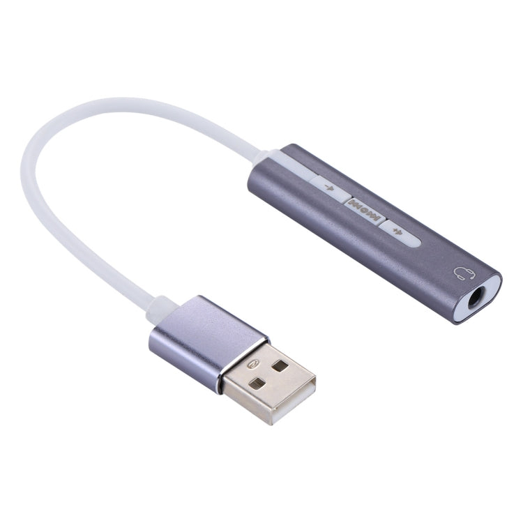 Coque en aluminium Jack 3,5 mm externe USB Carte son HIFI Magic Voice Adaptateur 7.1 canaux Lecteur gratuit pour ordinateur de bureau Haut-parleurs Casque (Gris)