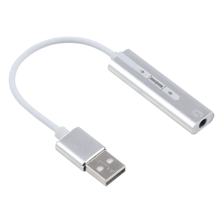 Coque en aluminium Jack 3,5 mm externe USB Carte son HIFI Magic Voice Adaptateur 7.1 canaux Lecteur gratuit pour ordinateur de bureau Haut-parleurs Casque (Argent)