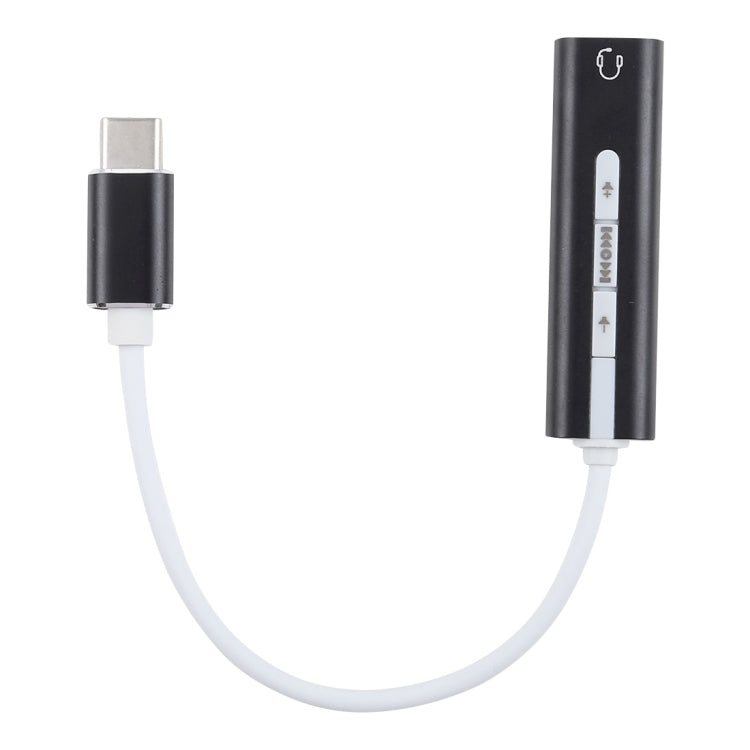 External USB-C / Type-C 3.5mm Jack Aluminum Shell HIFI Magic Voice Sound Card 7.1 Channel Converter Adapter Free Drive (Black)