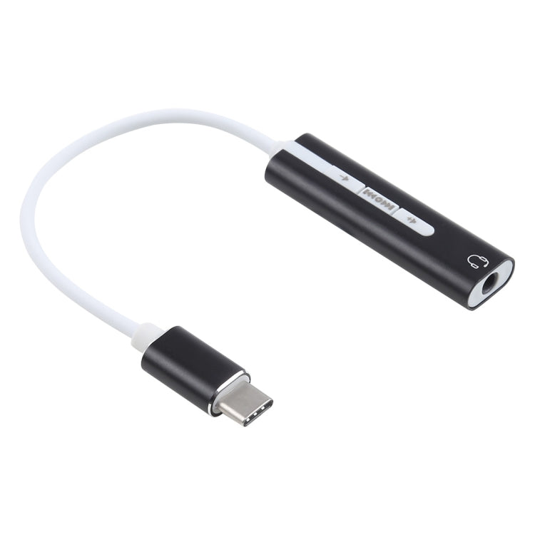 Carcasa de Aluminio Jack de 3.5 mm USB-C / Tipo-C externo Tarjeta de sonido HIFI Magic Voice Adaptador convertidor de 7.1 canales Unidad libre (Negro)