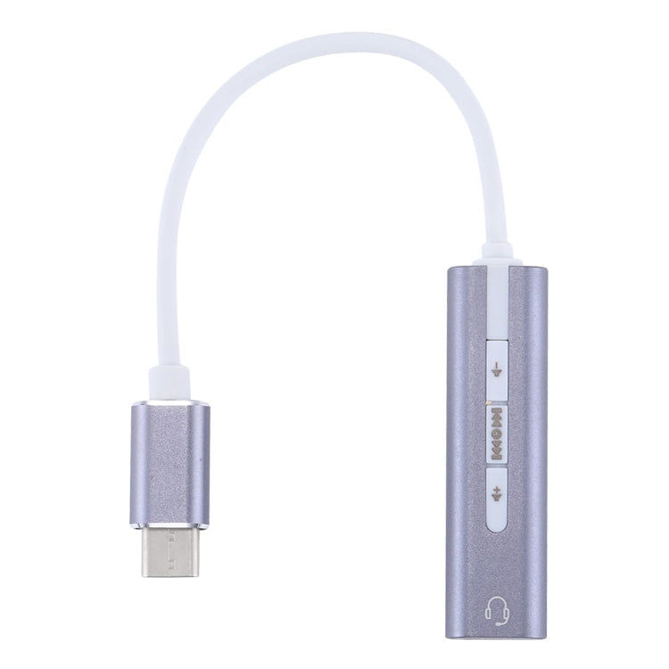 Carcasa de Aluminio Conector de 3.5 mm USB-C / Tipo-C externo Tarjeta de sonido HIFI Magic Voice Adaptador convertidor de 7.1 canales Unidad libre (Gris)