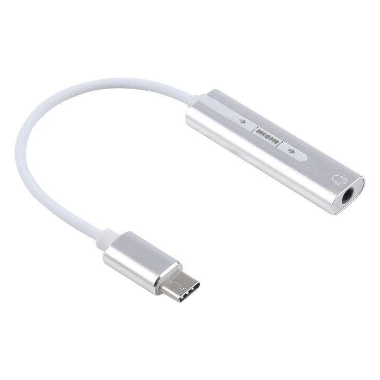 Externe USB-C / Type-C Jack 3,5 mm Coque en aluminium HIFI Magic Voice Carte son Convertisseur 7.1 canaux Adaptateur Free Drive (Argent)