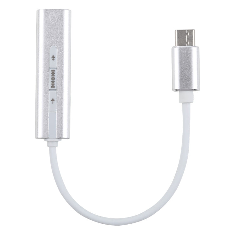 Externe USB-C / Type-C Jack 3,5 mm Coque en aluminium HIFI Magic Voice Carte son Convertisseur 7.1 canaux Adaptateur Free Drive (Argent)