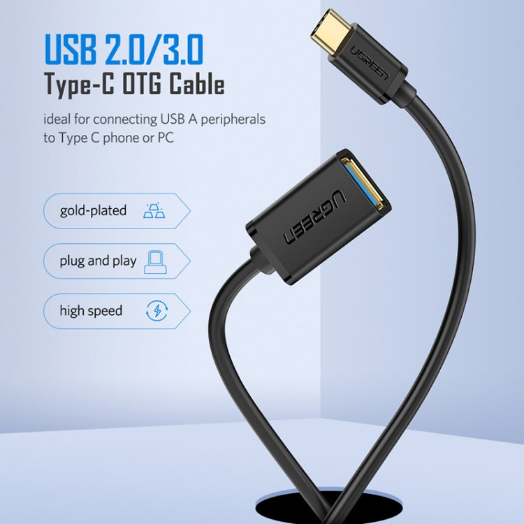UVerde 13cm USB 3.0 Hembra a USB-C / Type-C Macho OTG Cable Adaptador convertidor (Negro)