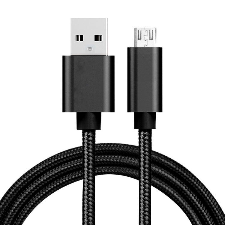 2m 3A Woven Style Metal Head Micro USB to USB Data Cable / Charger For Galaxy S6 / S6 edge / S6 edge + / Note 5 Edge HTC Sony Length: 2m (Black)