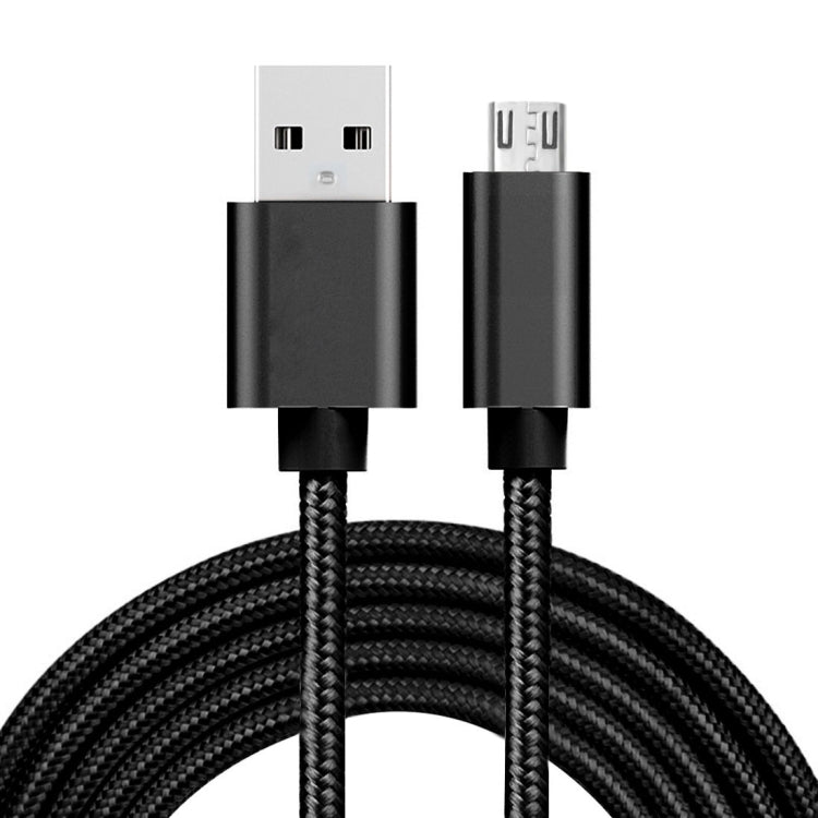 Câble de données/chargeur Micro USB vers USB à tête métallique style tissé 2 m 3 A pour Galaxy S6/S6 edge/S6 edge +/Note 5 Edge HTC Sony Longueur : 2 m (noir)