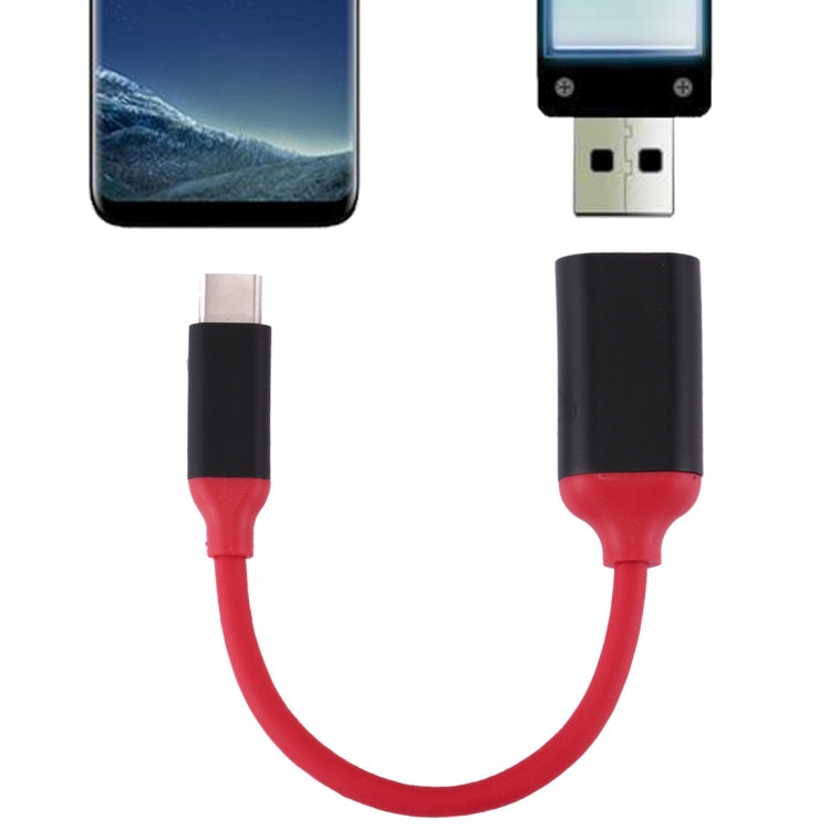 15cm Aluminiumlegierungskopf USB-C / Typ-C 3.1 Stecker auf USB 3.0 Buchse OTG Konverter Adapterkabel für Galaxy S8 & S8+ / LG G6 / Huawei P10 & P10 Plus / Oneplus 5 / Xiaomi Mi6 & Max 2 / und andere Smartphones (Rot )
