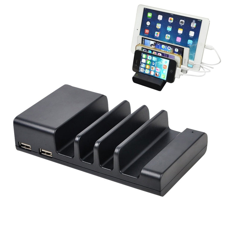 YM-UD04 (5.1A) Base de Carga USB de 4 Puertos Para iPhone iWatch iPad Galaxy tabletas Enchufe estadounidense Enchufe británico Enchufe europeo Enchufe australiano (Negro)
