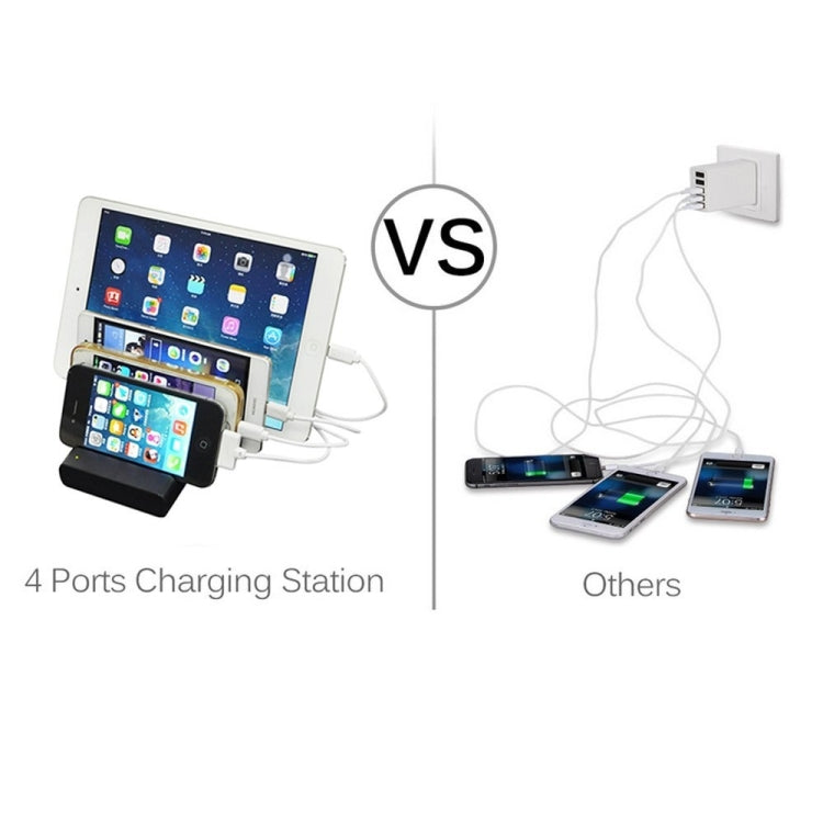 YM-UD04 (5.1A) Dock de charge USB 4 ports pour iPhone iWatch iPad Galaxy Tablettes US Plug UK Plug EU Plug Australien (Noir)