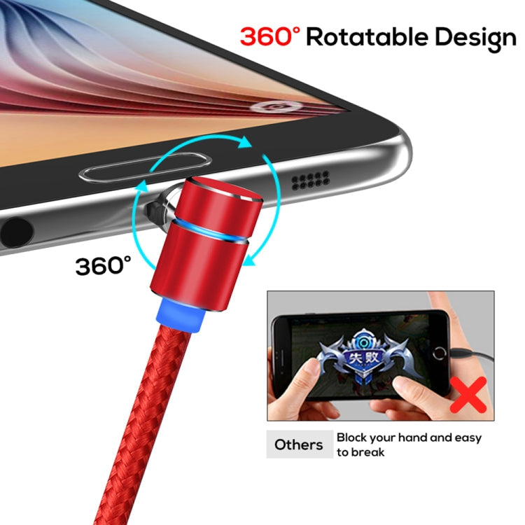TOPK 1m 2.4A Max USB a Micro USB Cable de Carga Magnética de codo de 90 grados con indicador LED (Rojo)