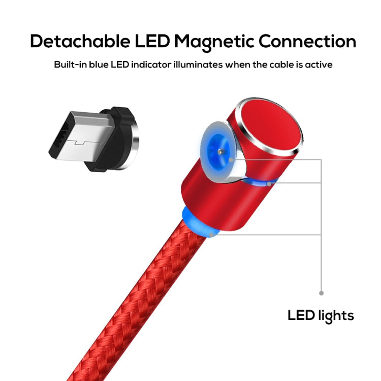 TOPK Câble de charge magnétique coudé à 90 degrés USB vers micro USB 2 m 2,4 A max avec indicateur LED (rouge)