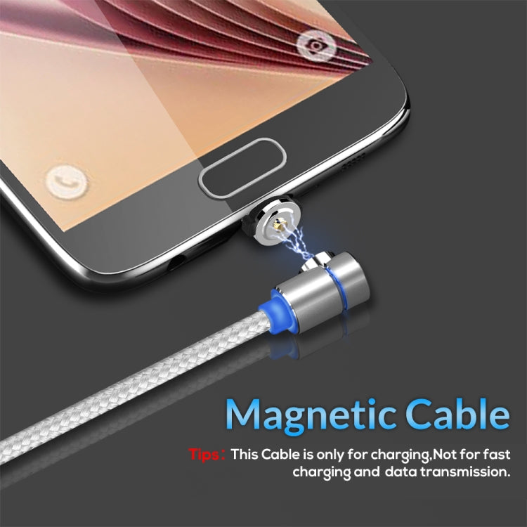 TOPK 2m 2.4A Max USB to Micro USB 90 Degree Elbow Magnetic Charging Cable with LED Indicator (Silver)