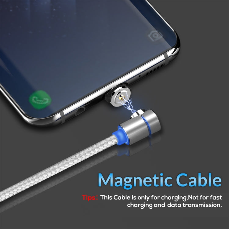 TOPK 1m 2.4A Max USB a USB-C / Type-C Cable de Carga Magnética de codo de 90 grados con indicador LED (Plateado)